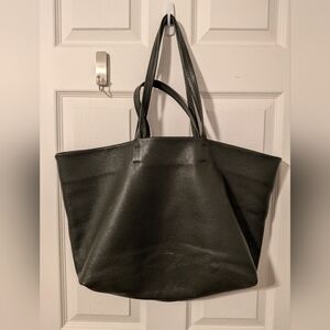 Cuyana Classic East Dark Green Leather Tote Bag